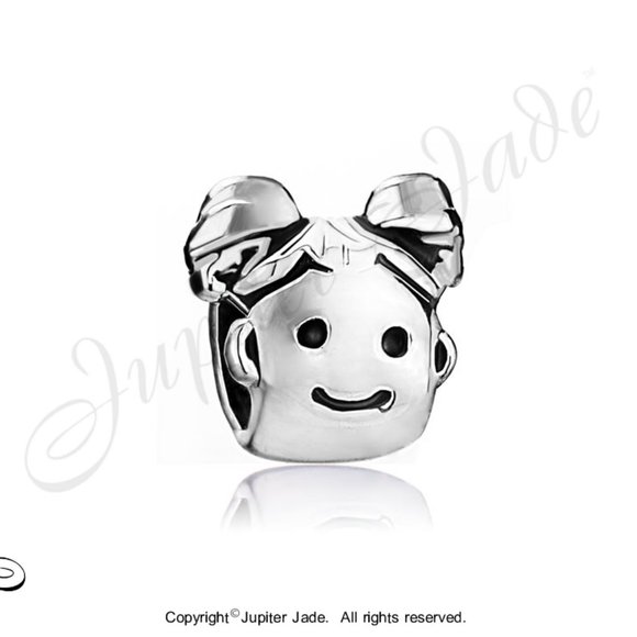 FREE S/H  Pugster Girl Daughter with Pigtails Bracelet Charm - Fits Pandora - Picture 1 of 2
